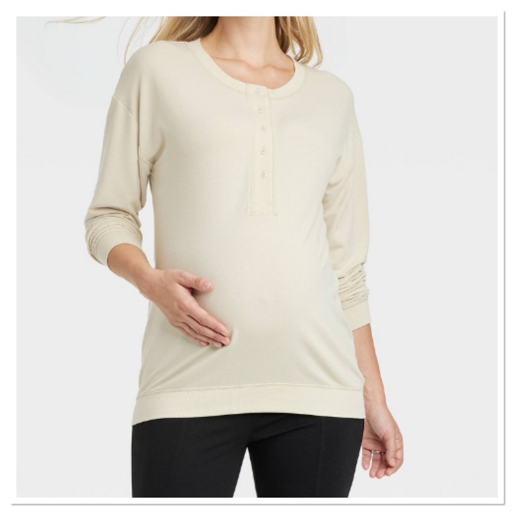 Long Sleeve Henley Maternity & Beyond Shirt Isabel Maternity by Ingrid & Isabel